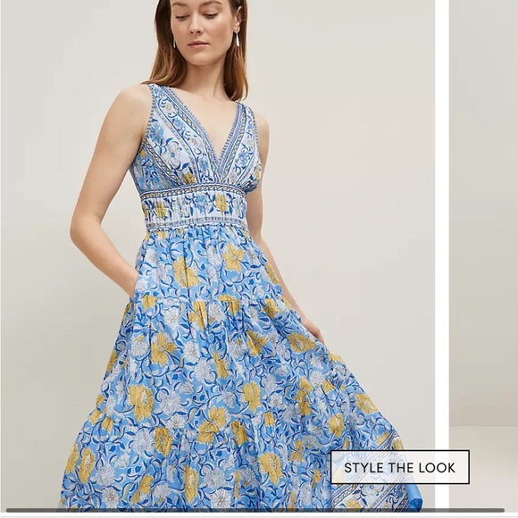Ann Taylor Blue and Yellow Floral Maxi Dress - Picture 4 of 8
